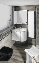 Hoek wastafel Pulse 75x45cm mineraalmarmer wit Links of Rechts