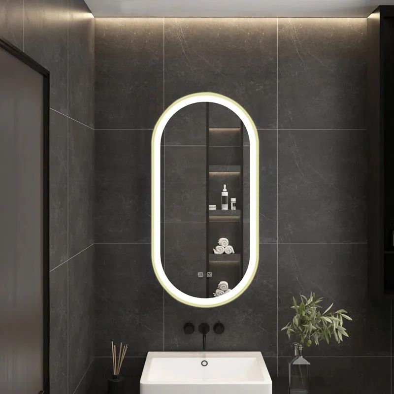 Detailweergave Rea Wandspiegel OVL badkamerspiegel Goud