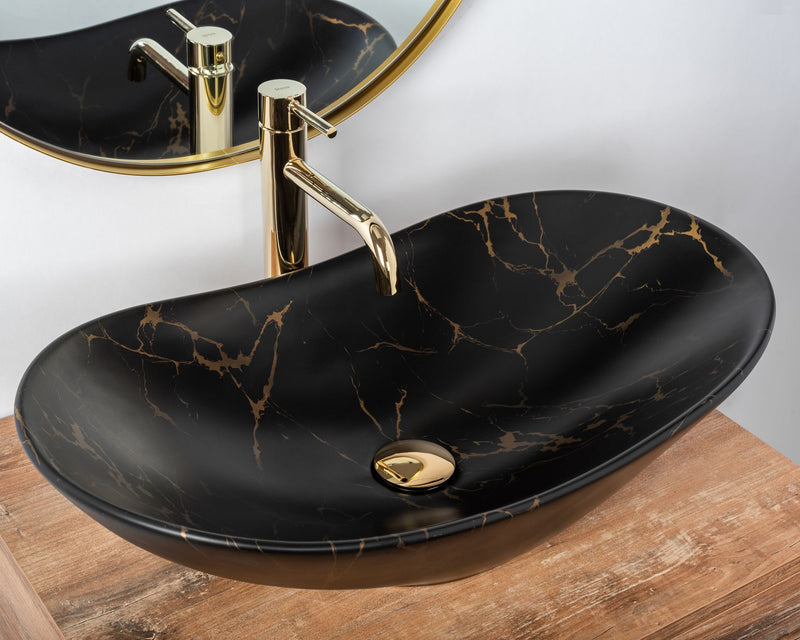 Opzetwastafel Rea Royal 60 Black Marble Mat - View 2