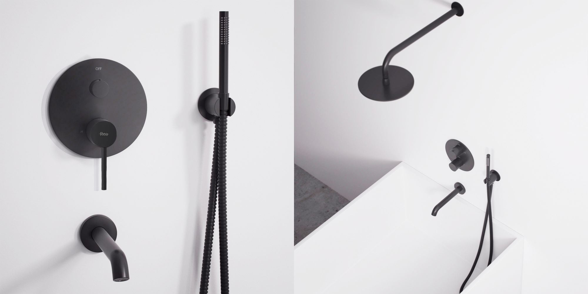 Rea Lungo inbouw doucheset Mat Zwart detailfoto
