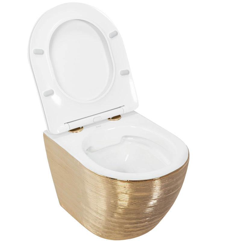 Hangende toilet Rea Carlo Mini Flat Gold Brush - View 5