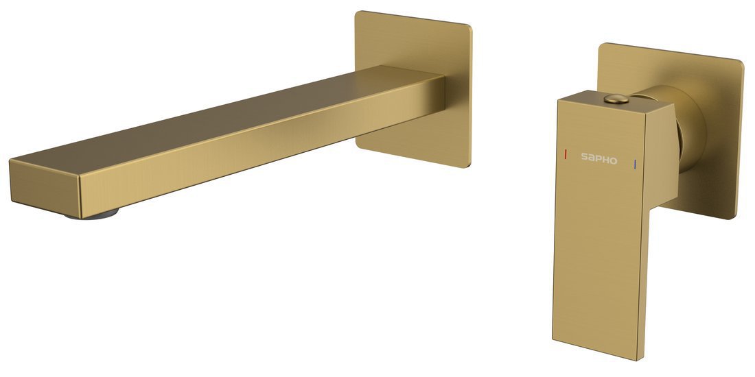 Sapho Cubemix 2-Gats Inbouw Wastafelkraan Mat Goud