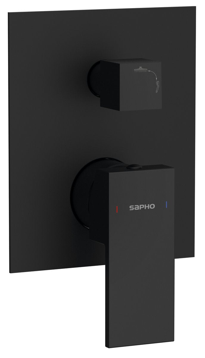 Sapho Cubemix Concealed Shower Mixer Tap 2 Outlets Zwart Matt afbeelding 1