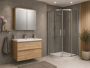 Complete Badkamer Aqualine Altair 80 cm Met Borg Douchecabine Chroom