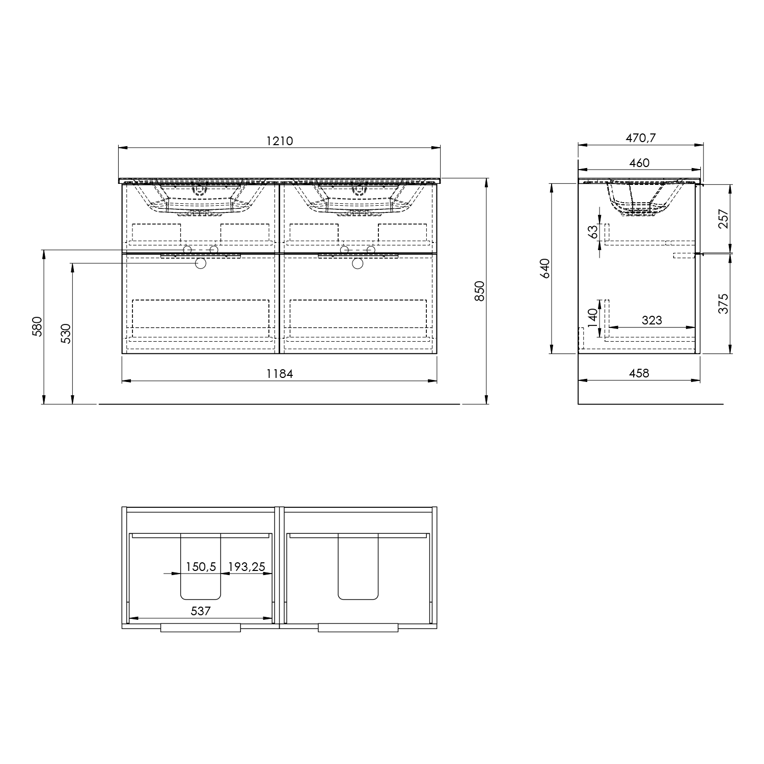 CIRASA Wastafel Onderkast 120 Cm Gelamineerd MDF Wit - Afbeelding 3