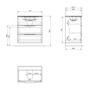 Badmeubel Cirasa 70x46x75 cm Alabama Eiken 3 Laden