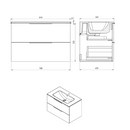 Wastafel onderkast 80x46x52 Cirasa 2 softclose laden