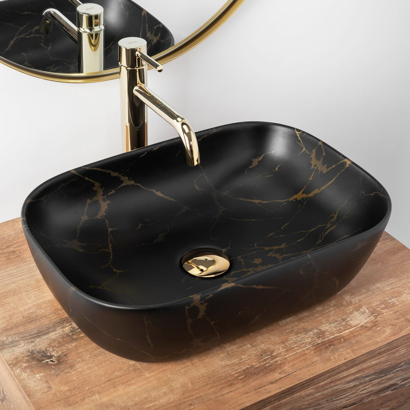 Opzetwastafel Rea Belinda Black Marble Mat - View 5