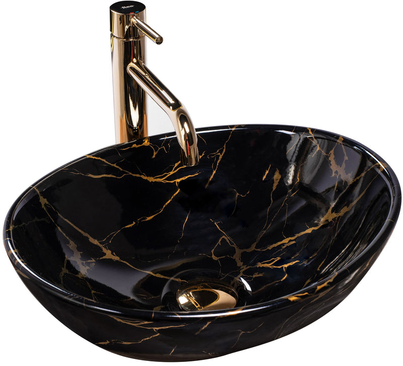 Opzetwastafel Rea Sofia Black Marble Shiny