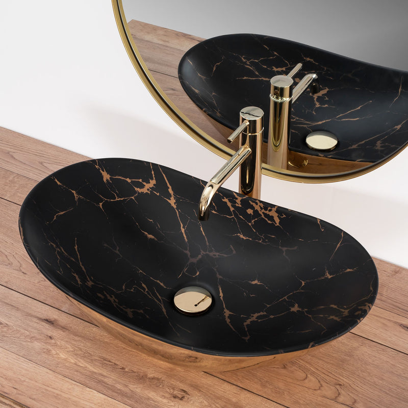 Opzetwastafel REA Royal In Black Marble Gold - View 4