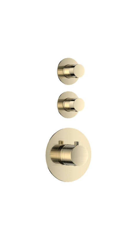 Luzi Doucheset Inbouw Deluxe met Box Thermostaat, Muurbevestiging / Douchekop 30 cm Rond Goud Geborsteld