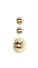 Luzi Doucheset inbouw deluxe met box thermostaat, muurbevestiging / douchekop 30 cm rond Goud Geborsteld