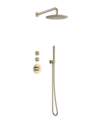 Luzi Doucheset inbouw deluxe met box thermostaat, muurbevestiging / douchekop 30 cm rond Goud Geborsteld