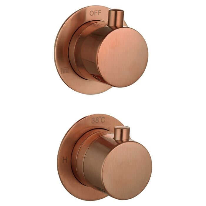 Luzi Doucheset Inbouw met Box Thermostaat, Muurbevestiging / Afwerkringen / Douchekop 25 cm Rond Brons