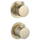 Luzi Doucheset inbouw met box thermostaat, muurbevestiging / afwerkringen / douchekop 30 cm rond Goud Geborsteld