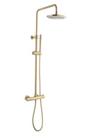 Luzi Doucheset thermostatisch (in hoogte verstelbaar) rond Goud Geborsteld