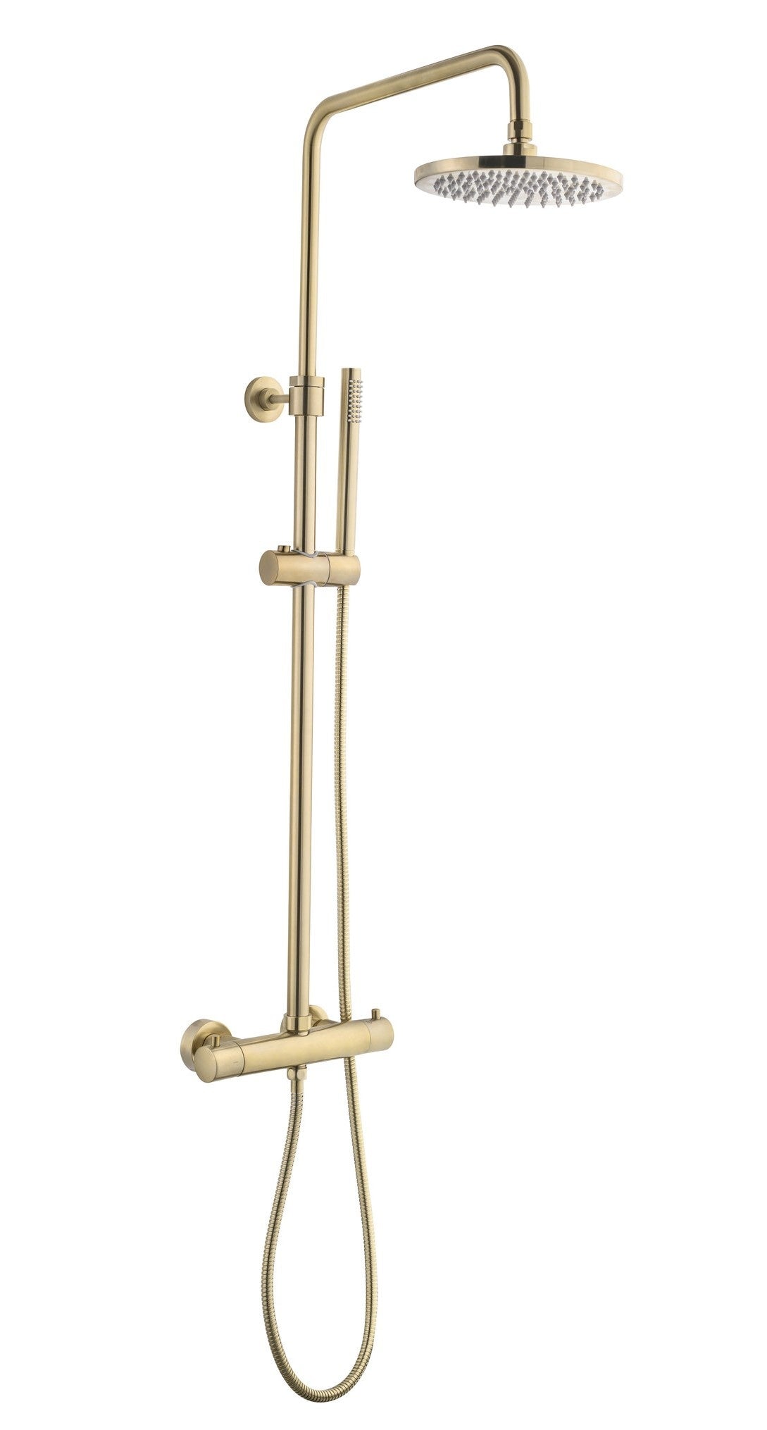 Luzi Doucheset Thermostatisch (in Hoogte Verstelbaar) Rond Goud Geborsteld Douchekop 25 cm