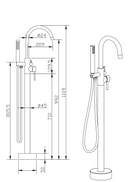 Aloni Vrijstaande Badkraan Geborsteld Goud met Handdouche