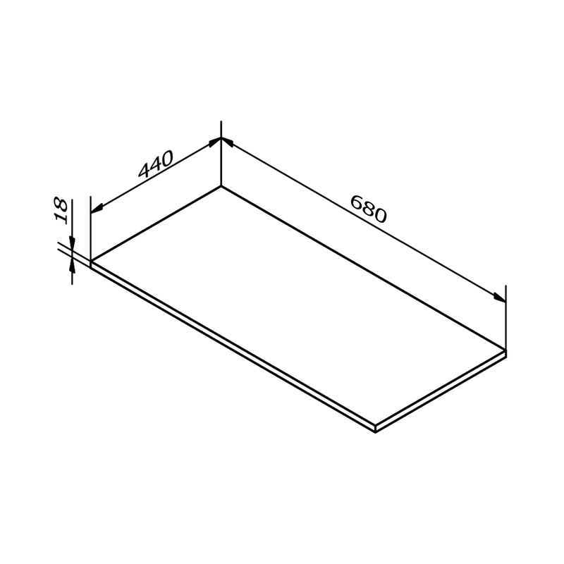 Topblad DTDL 680x18x440mm, Glans Wit