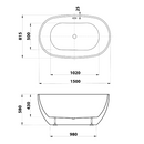 DOURO Vrijstaand Bad 150x80cm, wit inclusief afvoer