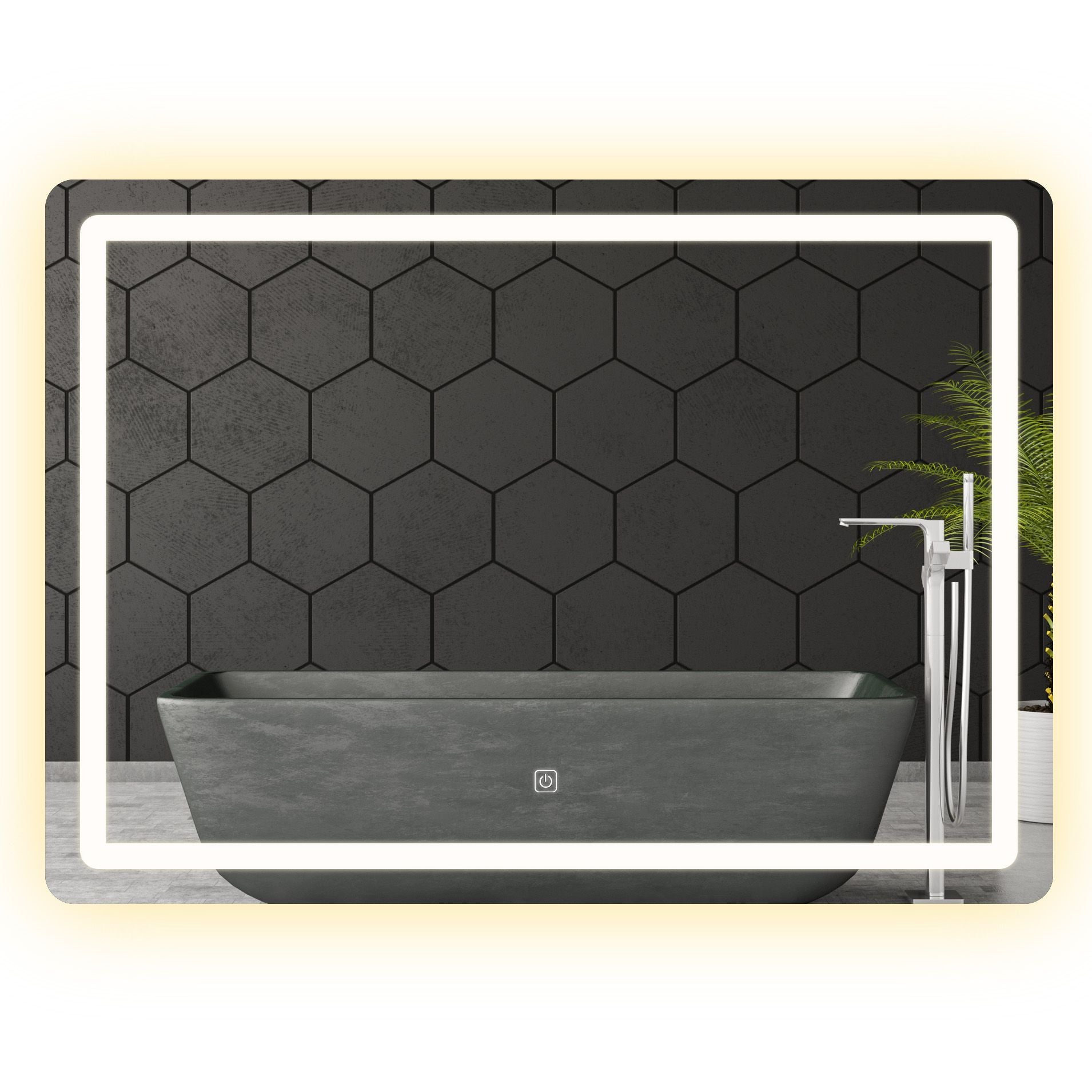 Badkamerspiegel Rea Wandspiegel 80×60 cm Wit — met LED-verlichting