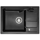 Granieten spoelbak Nils zwart gespikkeld set 5in1