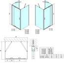 Drie zijden douchecabine Easy Line Chroom U-vorm Draaideur verstelbaar 80-90 cm mat glas