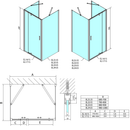 Drie zijden douchecabine Easy Line Chroom U-vorm Draaideur verstelbaar 90-100 cm