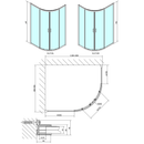 EASY LINE Douchecabine 120x90 Kwartrond Asymmetrisch Chroom