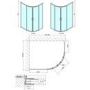 EASY LINE Douchecabine 100x80 Kwartrond Asymmetrisch Chroom