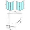 Douchecabine Easy Black 100x80 Kwartrond Asymmetrisch Mat Zwart