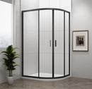 Douchecabine Easy Black 100x80 Kwartrond Asymmetrisch Mat Zwart