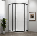 Douchecabine Easy Black 100x80 Kwartrond Asymmetrisch Mat Zwart