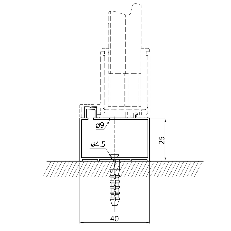 Verbredingsprofiel voor Muurprofiel 25mm Easy Line Mat Zwart