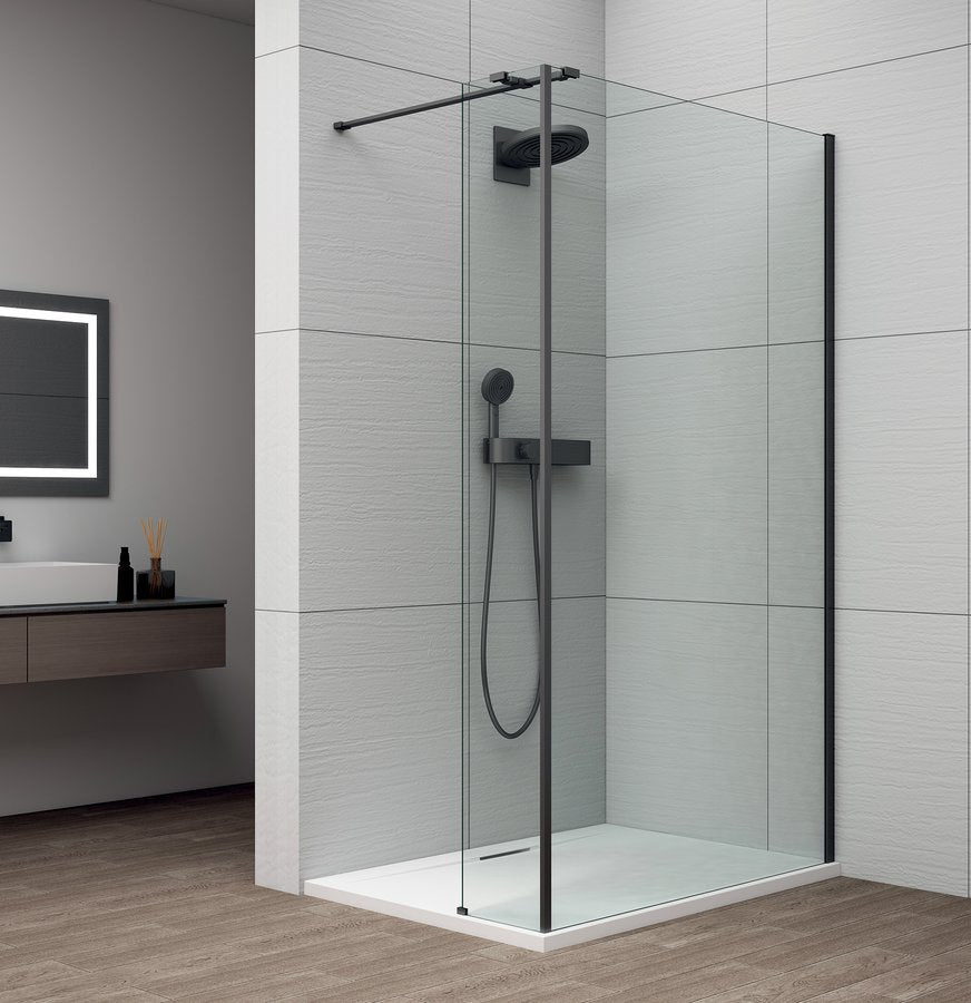 Inloopdouche Douchewand Esca 210x130 Cm Helder Glas Met Mat Zwart Profiel