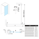 Inloopdouche Douchewand Esca 210x130 Cm Mat Glas Met mat zwart profiel - maattekening
