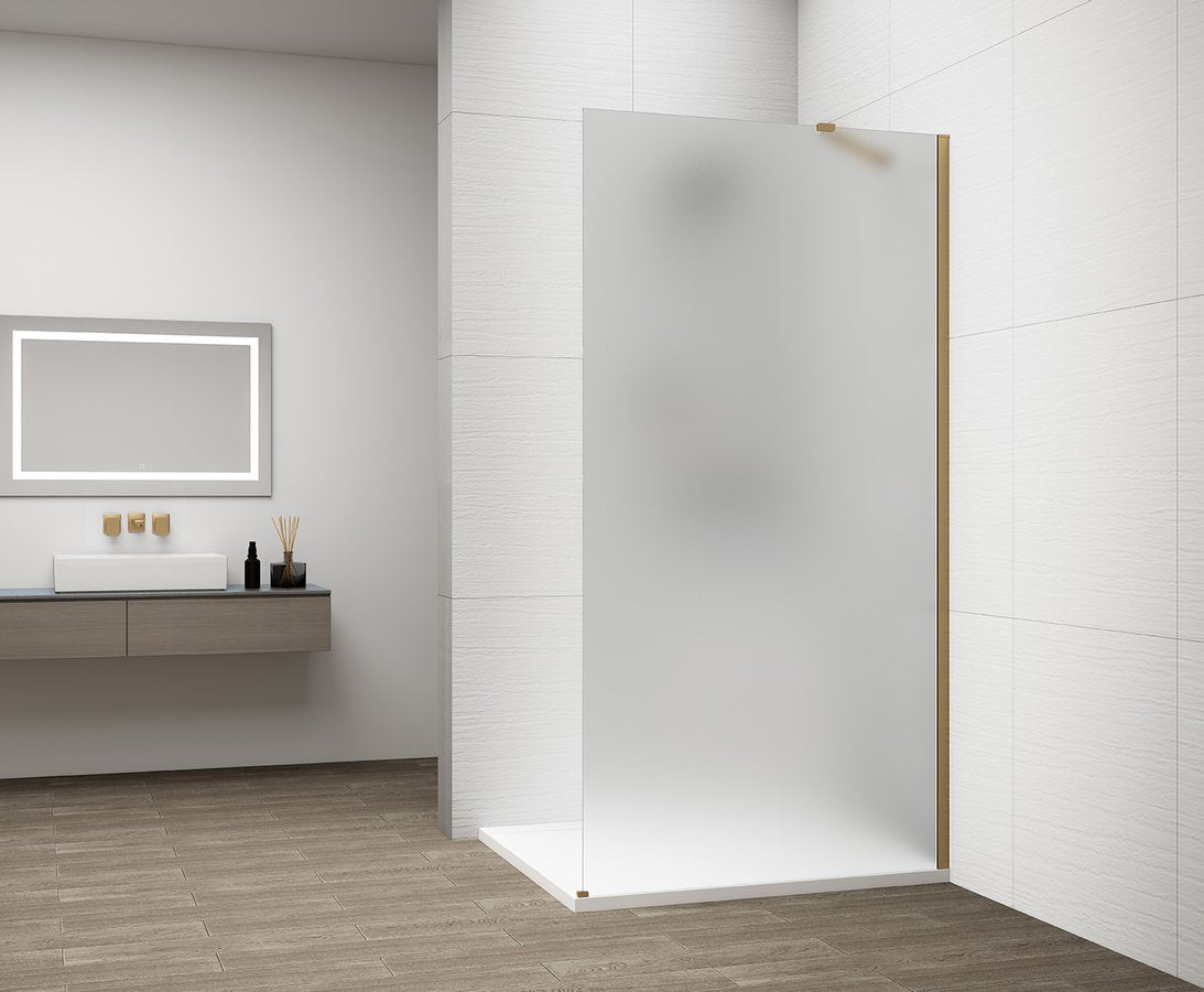 Inloopdouche Douchewand Esca 210x70 Cm Mat Glas Met Mat Goud Profiel