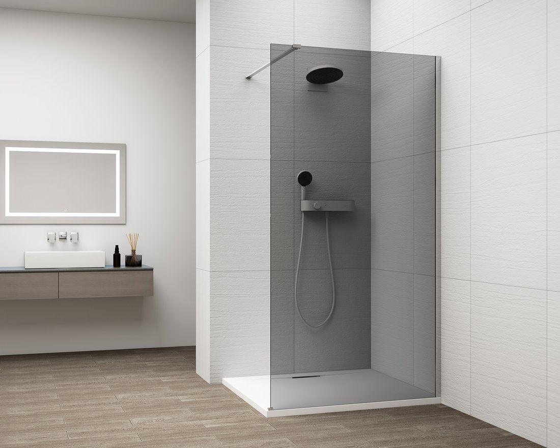 Inloopdouche Douchewand Esca 210x100 Cm Gerookt Glas Met Chroom Profiel
