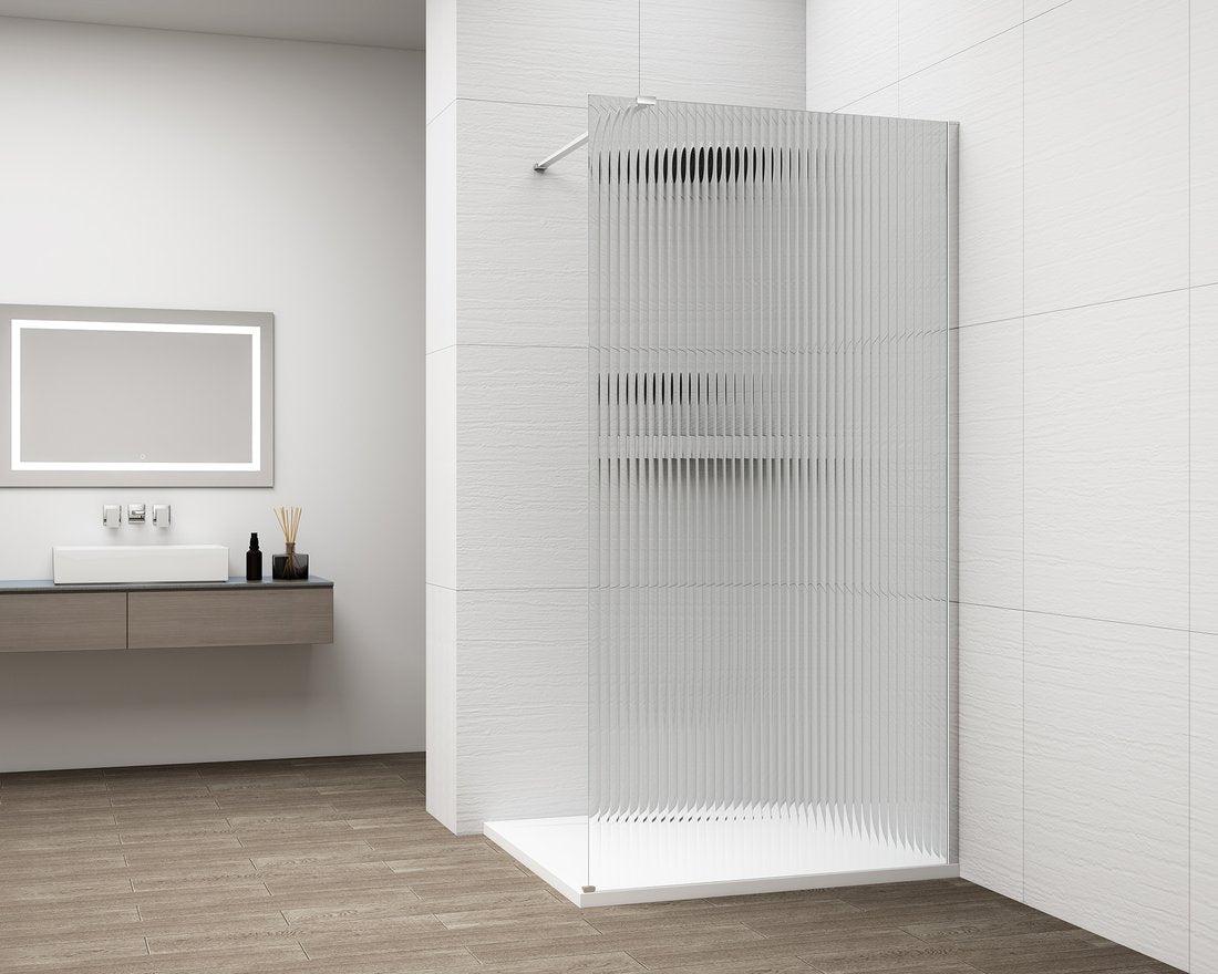 Inloopdouche Douchewand Esca 210x90 Cm Geribbeld Glas Met Chroom Profiel