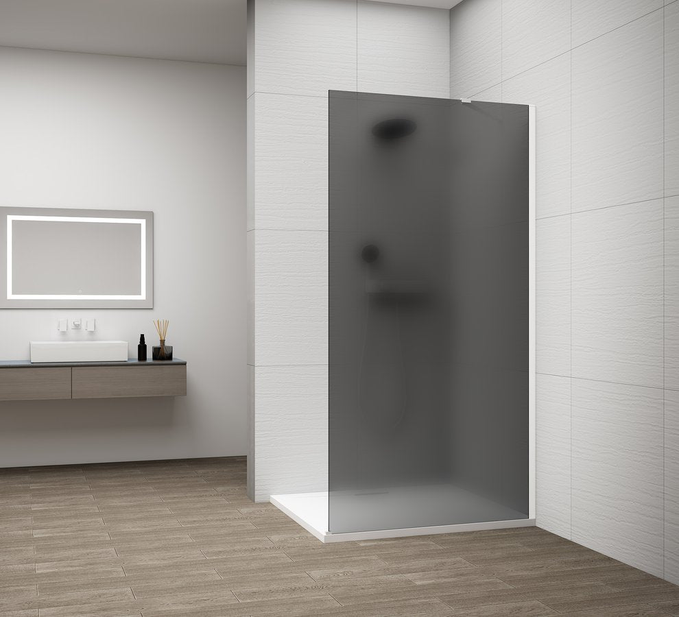 Inloopdouche Douchewand Esca 210x110 Cm Gerookt Glas Mat Met Mat Wit Profiel