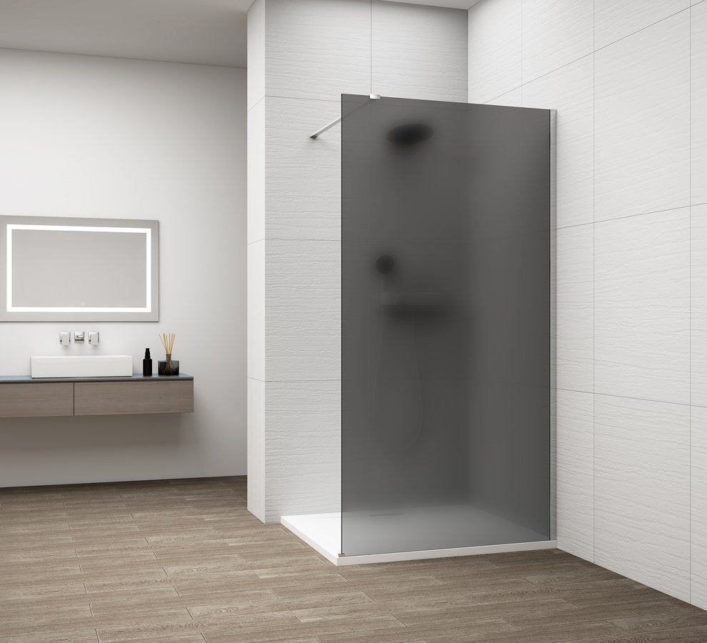 Inloopdouche Douchewand Esca 210x120 Cm Gerookt Glas Mat Met Chroom Profiel