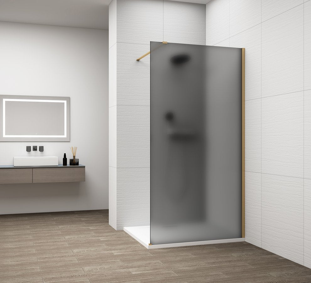 Inloopdouche Douchewand Esca 210x120 Cm Gerookt Glas Mat Met Mat Goud Profiel