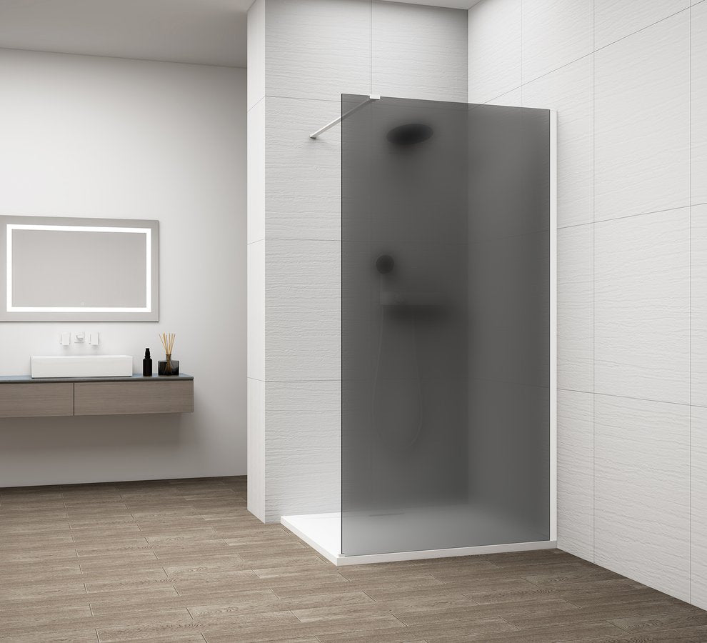 Inloopdouche Douchewand Esca 210x140 Cm Gerookt Glas Mat Met Mat Wit Profiel
