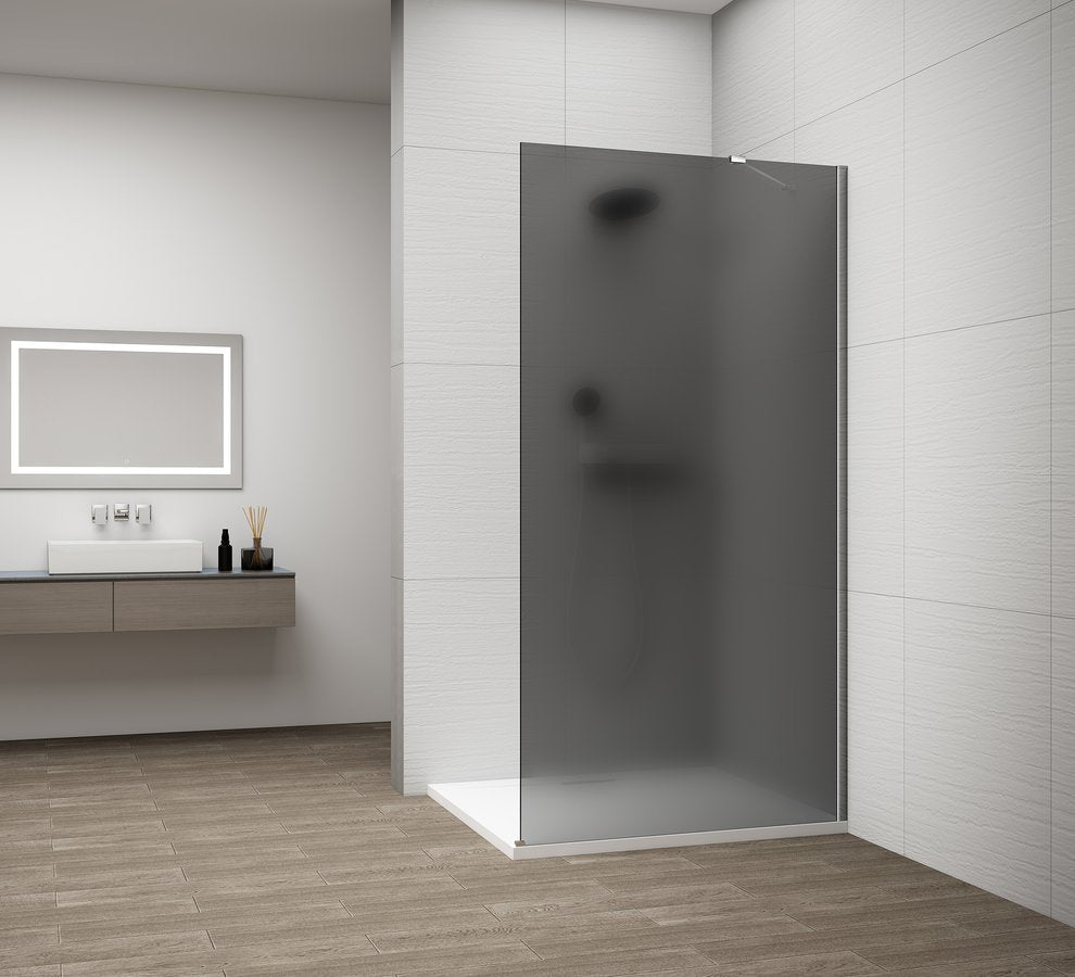 Inloopdouche Douchewand Esca 210x80 Cm Gerookt Glas Mat Met Chroom Profiel