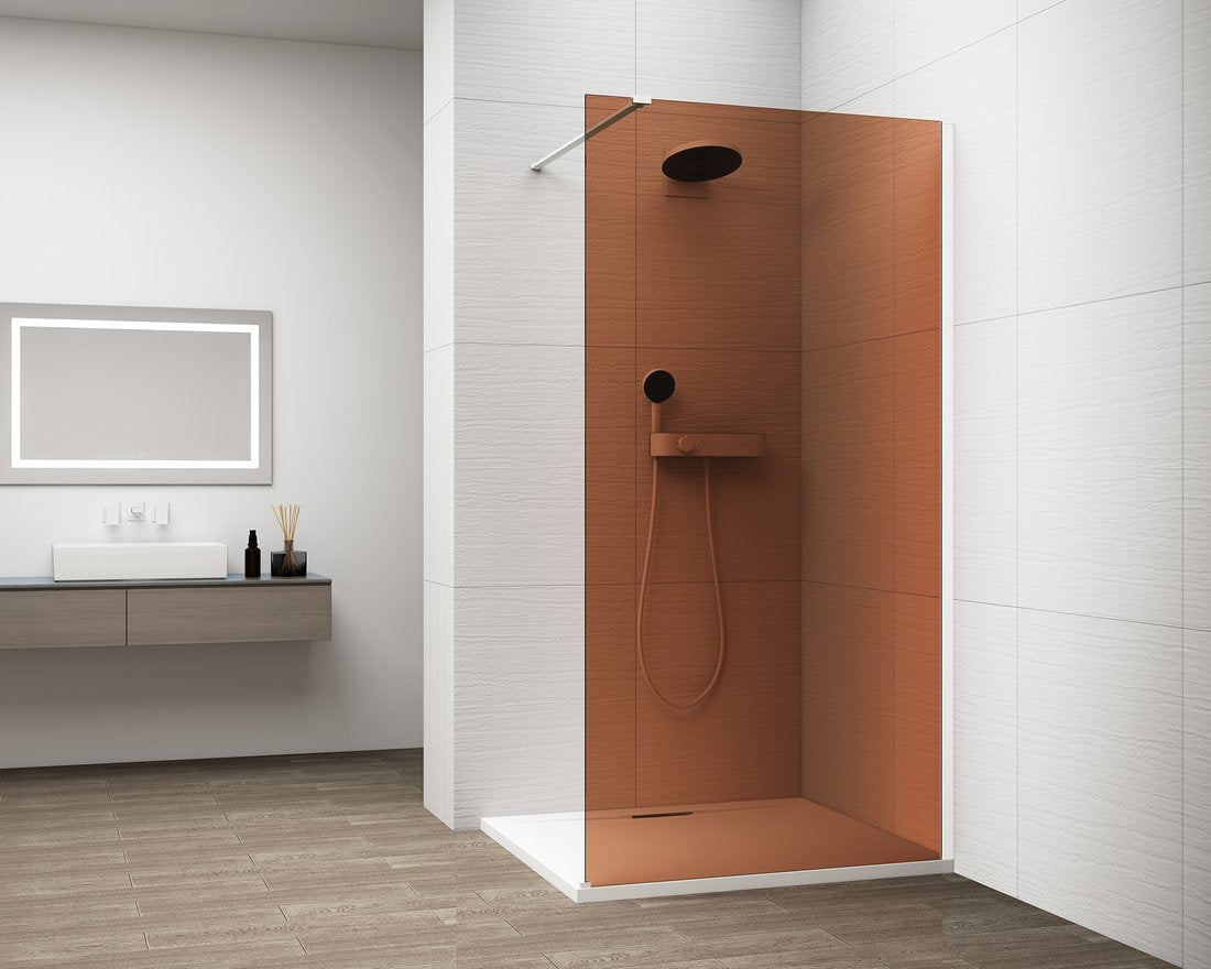Inloopdouche Douchewand Esca 210x110 Cm Bruin Glas Met Mat Wit Profiel
