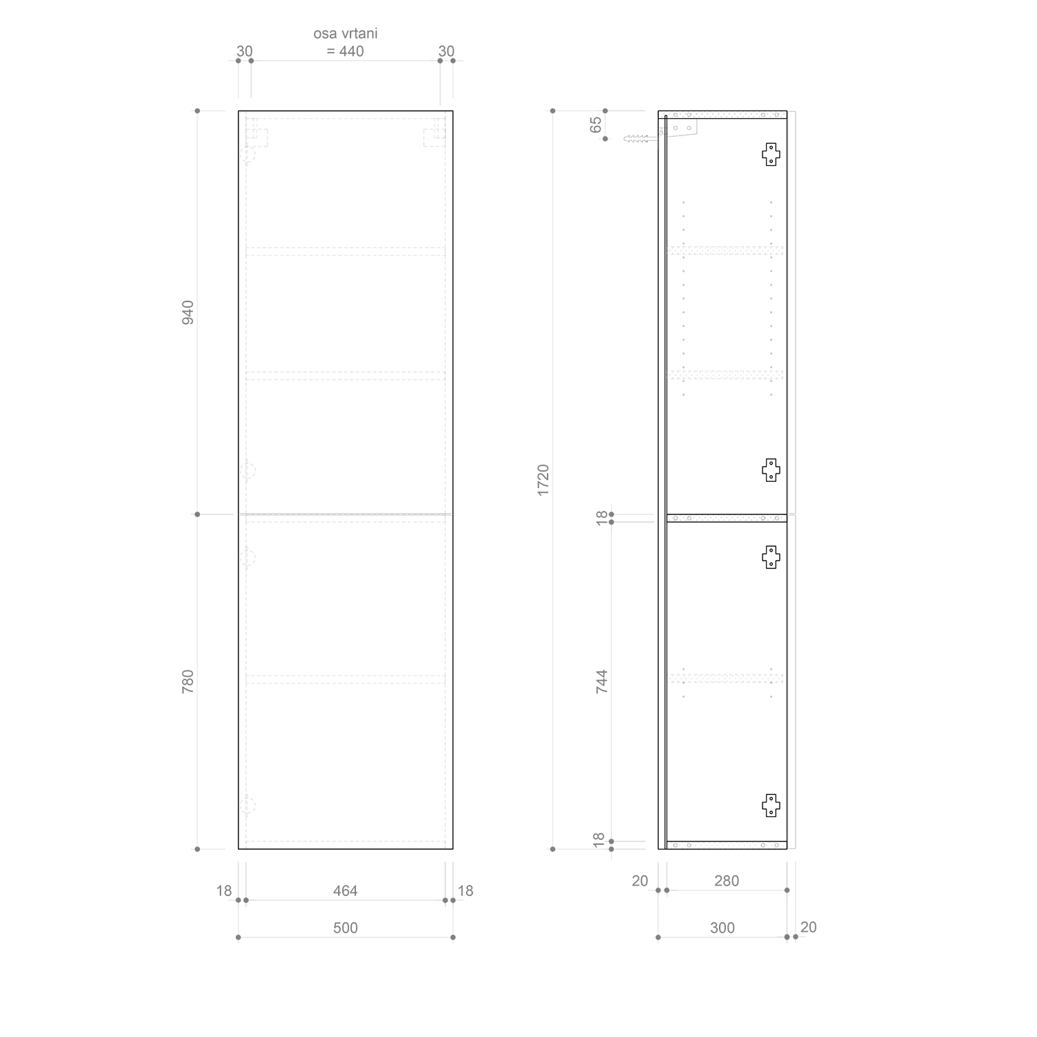 Sapho Espace Hoge Kast 50x30x170 Cm Alabama Eiken