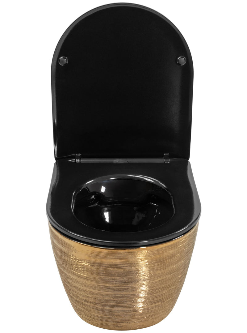 Hangende toilet Rea Carlo Mini Flat Black Gold Brush - View 4