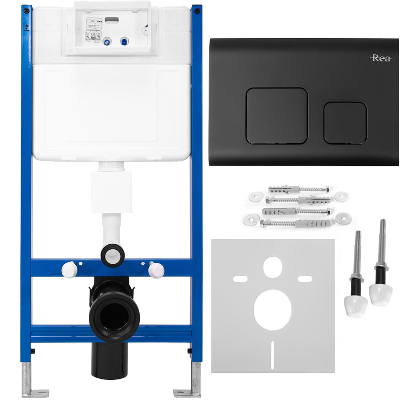 Frame voor inbouw toiletpot met F Zwarte knop