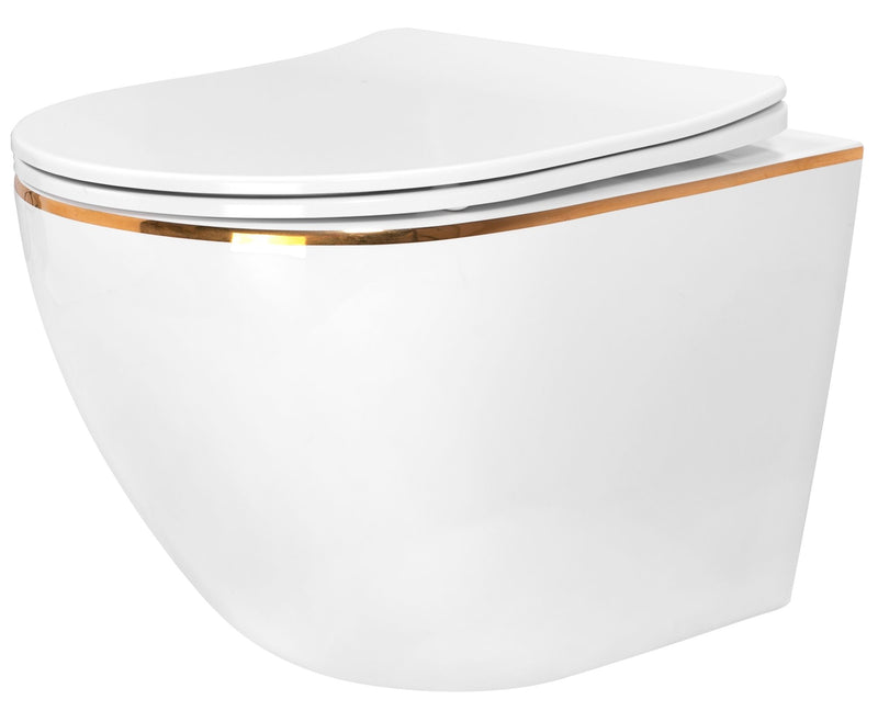 Hangende toilet Rea Carlo Mini Flat Gold Edge