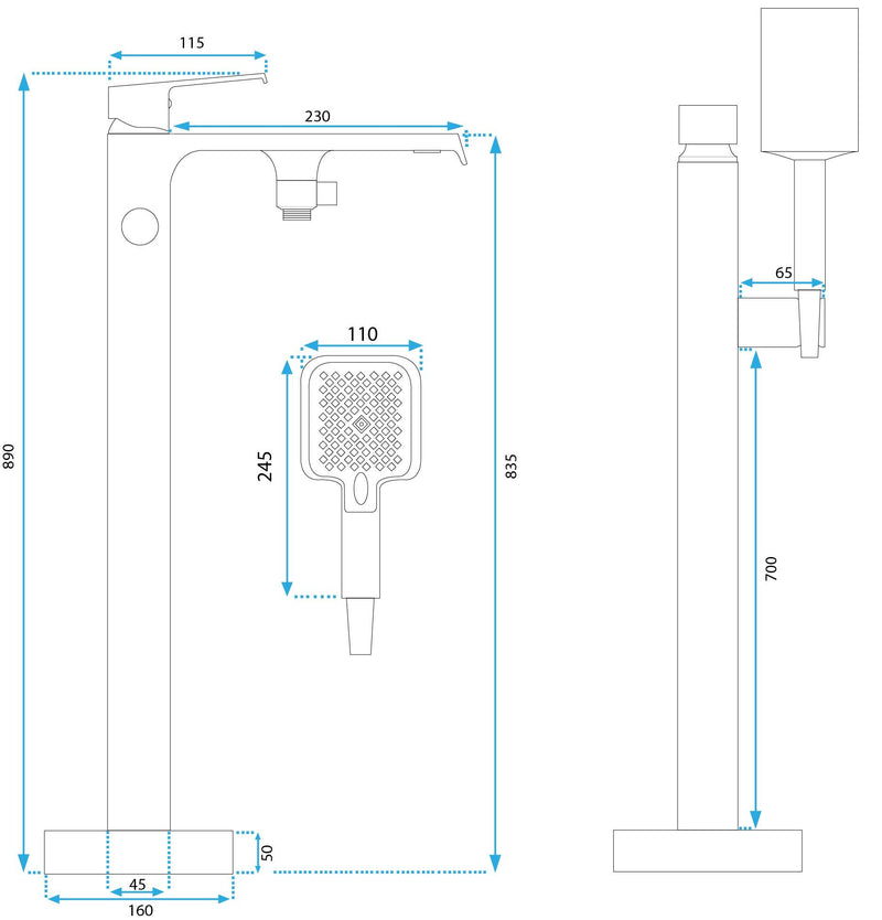 Vloeren  badmengkraan Rea Hass Chrom - View 5